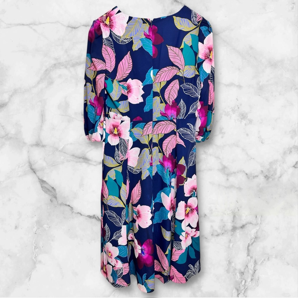 Eliza J Faux Wrap Floral Midi Dress. Size 8P. - Picture 3 of 13